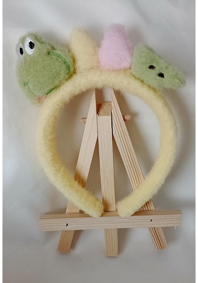 Kaplumbağa Figürlü Kız Çocuk Peluş Taç Sarı