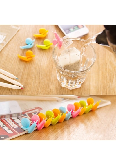 "sevimli Salyangoz Şeklinde Silikon Çay Poşeti Tutucuları 5 Pack -çay Aksesuarları İçin Çeşitli Pastel Renkler" Çok Renkli