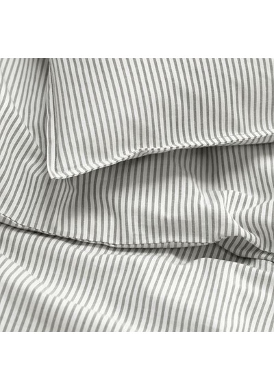 Ikea Solfıbbla Çift Kişilik Nevresim Seti, Gri-beyaz, 240x220/50x60 Cm
