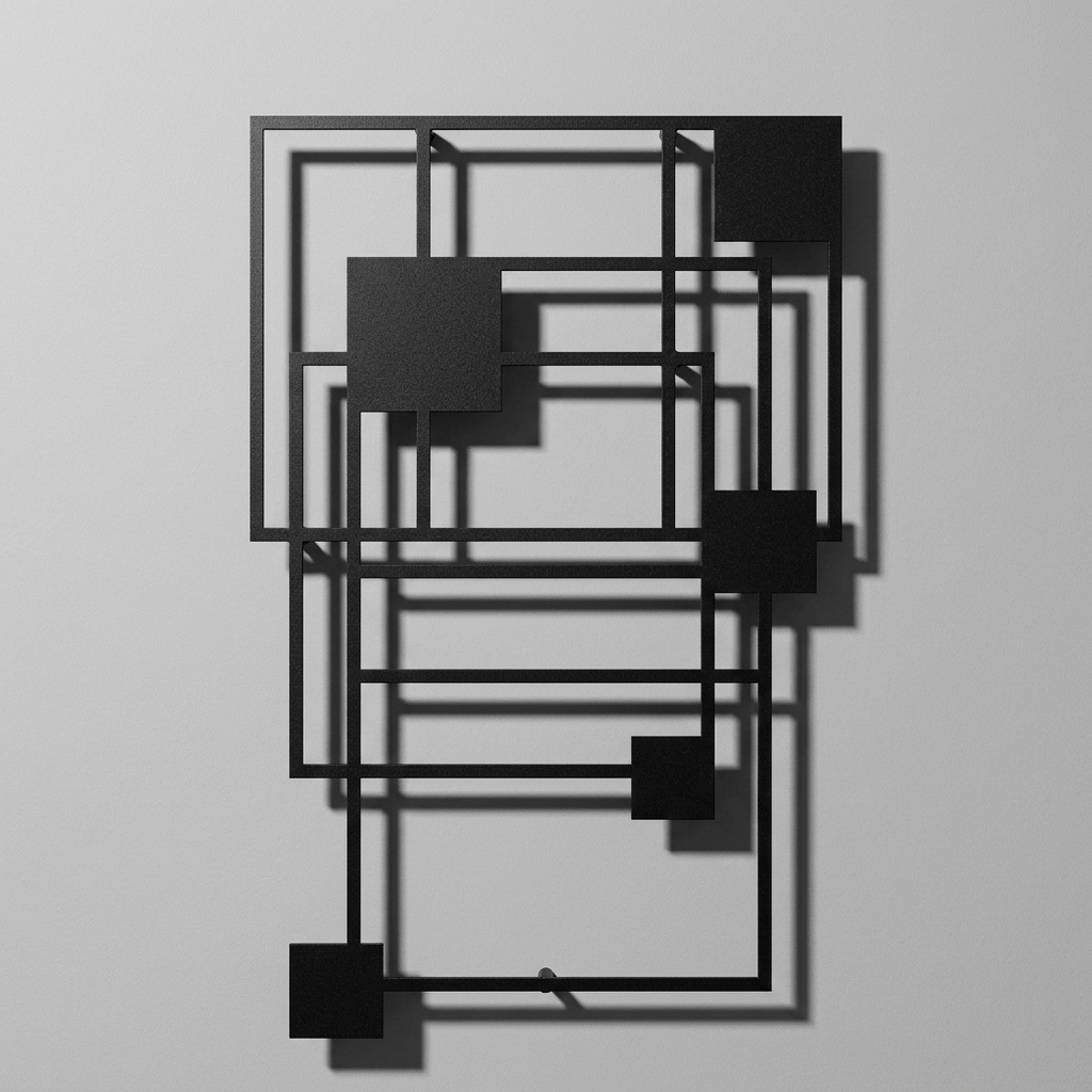 Modern Geometrik Soyut Duvar Sanatı Siyah