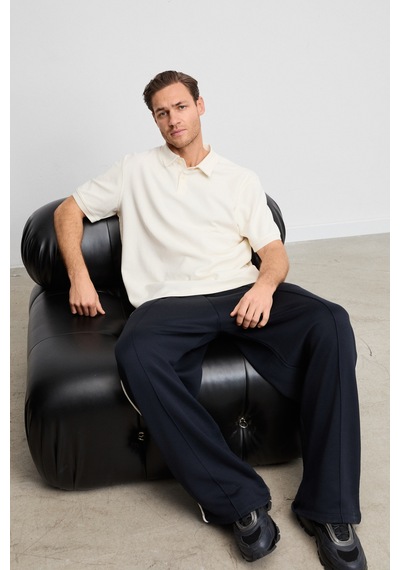 Grimelange Mınnutu Erkek Organik Pamuklu Polo Yakalı Regular Fit Ekru T-shirt