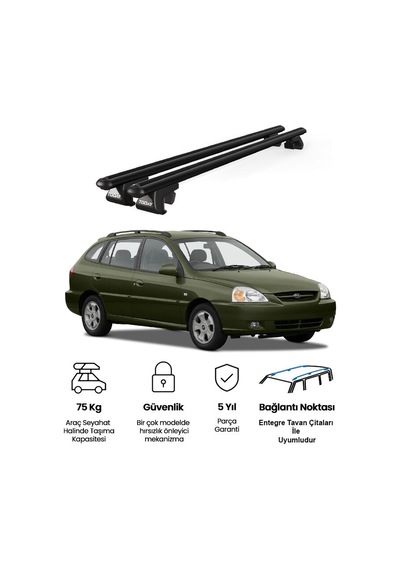 Venüs Kia Rio Station Wagon 2000-2005 Uyumlu Siyah Ara Atkı Port Bagaj Tavan Barı