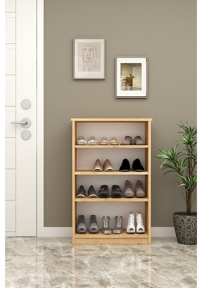 Asra Trend 4 Katlı Açık Raflı Ayakkabılık A-31 %100 MDF Modern Bot Uyumlu Düzenleyici Safir Meşe Asra Trend 4 Katlı Açık Raflı Ayakkabılık A-31 %100 MDF Modern Bot Uyumlu Düzenleyici Safir Meşe