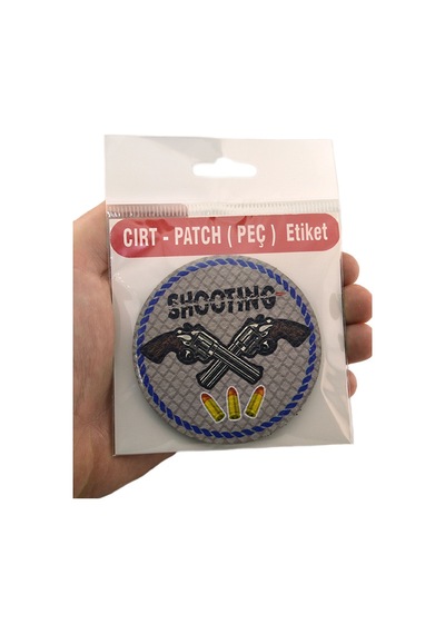 Rovelver Tabanca Shooting - Cırt - Patch - Peç - Arma - 8 Cm Açık Gri