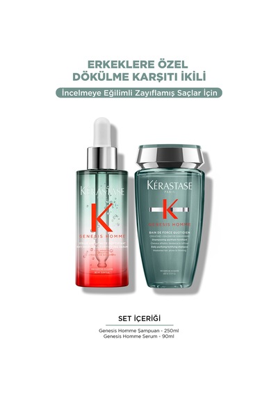 Genesis Homme Erkekler Için Dökülme Karşıtı Saç Bakım Seti Yeşil