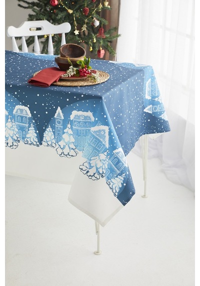 Ays Home Mavi Christmas Yılbaşı Yemek Masa Örtüsü