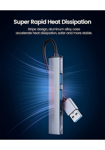 Orico AH-A13-GY USB-A to USB 3.0 Alüminyum Alaşım 4 Portlu Çoklayıcı HUB
