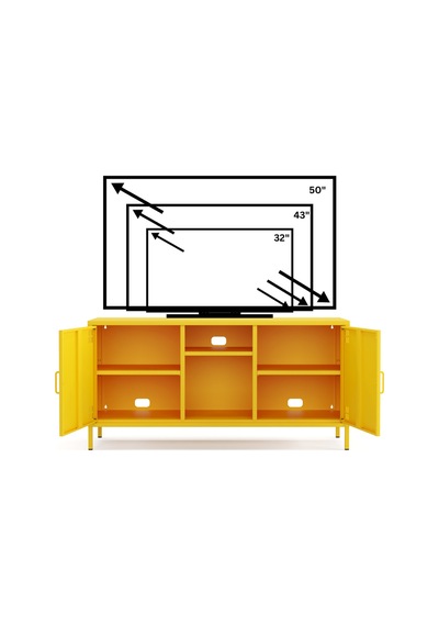 Pera Tv Ünitesi, Tv Dolabı,2 Kapaklı, Açık Raflı 130,50 X 40 X 64,50 Cm Ral 1018 Sarı Pera Tv Ünitesi, Tv Dolabı,2 Kapaklı, Açık Raflı 130,50 X 40 X 64,50 Cm Ral 1018 Sarı