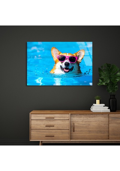 Havalı Köpek - Cam Tablo - Deg1162 125 X 80 Cm
