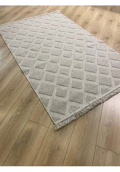 Çam Halı Enti Halı Togo 7506 Bej Geometrik Desenli Makine Halısı