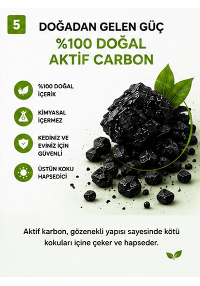 Midilla Active Carbon Kedi Kumu Koku Giderici 4 X 250 G %100 Gerçek Aktif Karbon Toplam 1.000 G