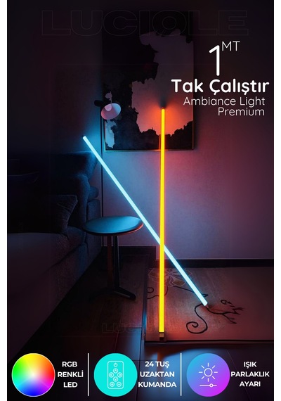 Rgb Led Strip Tube Light Abajur Uzaktan Kumandalı Işık Lamba Ampül Aydınlatma Renkli Atube3