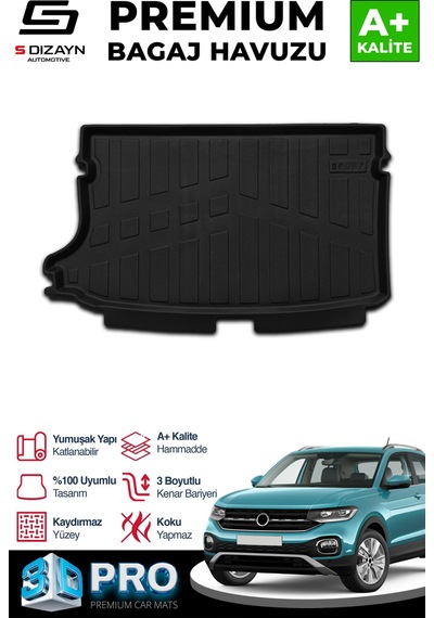 S-dizayn Vw T-cross 3d Pro Bagaj Havuzu 2022 Üzeri A+ Kalite