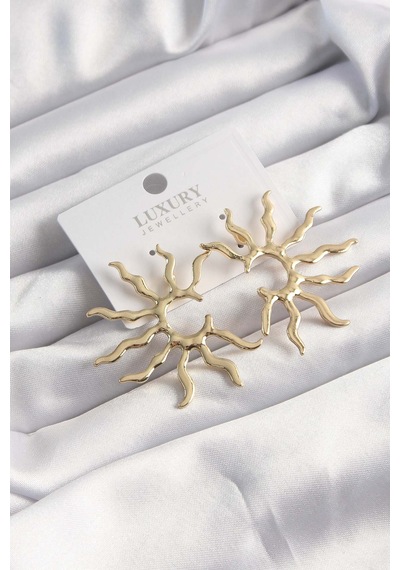 Gold Renk Yarım Güneş Küpe - Ebj241123w28283 Bakır