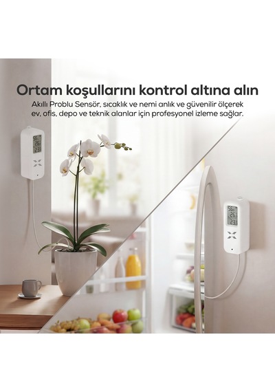 Dijital Termometre Akıllı, Su Geçirmez Problu, Wifi, Sıcaklık Ve Nem Sensörü X7509