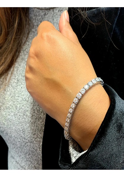 Caş Dekorasyon Silver Renkli Su Yolu Taşlı Bileklik Gümüş
