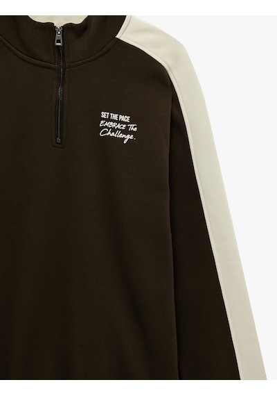 Koton Regular Fit Uzun Kollu Şardonlu Renk Kontrastlı Baskılı Yarım Fermuarlı Sweatshirt Kahverengi 6sam70040mk Kahverengi Koton Regular Fit Uzun Kollu Şardonlu Renk Kontrastlı Baskılı Yarım Fermuarlı Sweatshirt Kahverengi 6sam70040mk Kahverengi