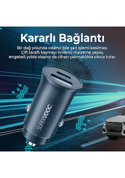 Bix 33w Type-c Pd Ve Usb-a Çift Portlu Araç İçi Hızlı Şarj Cihazı