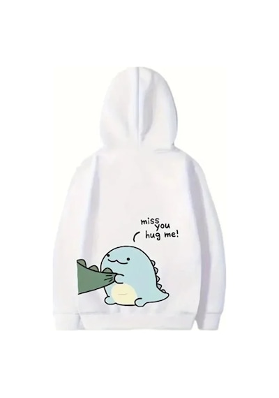 Etiler Collection Sevgililer Günü Baskılı Oversize Kapüşonlu Sweatshirt Hoodie - Beyaz