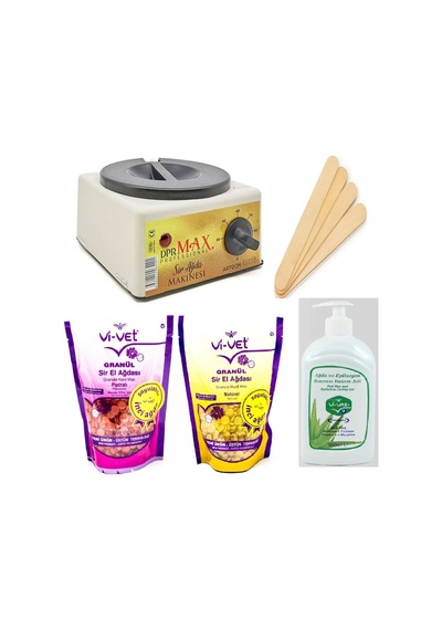 Ege Sir Dpr Max Ağda Makinesi + Vi-Vet Granül İnci Ağda x 2 + Ağda Bakım Jeli 500 ML + Spatula