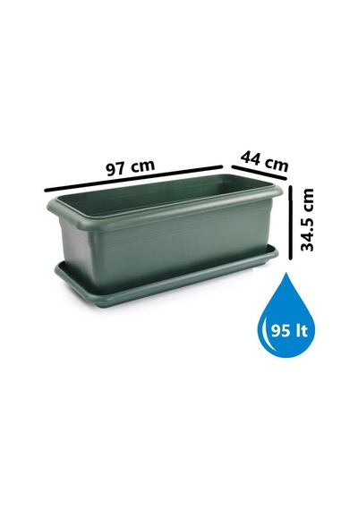 Omnipazar So-v693 Tabaklı Villa Bahçe Saksı Takımı 95 Litre No 3 Yeşil