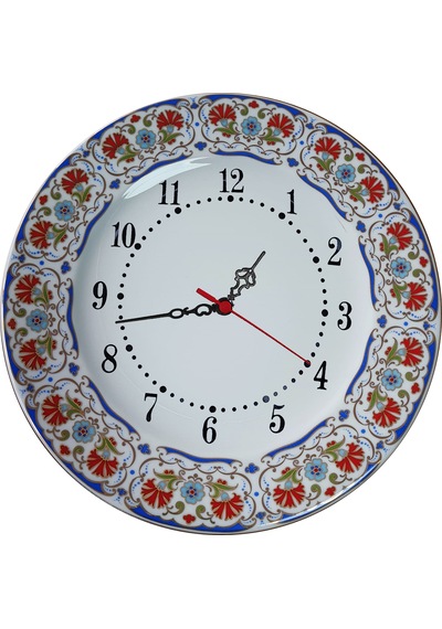 Armada Çini Prt 135 25 Cm Lacivert Altın Yaldızlı Karanfil Desenli Porselen Çini Saat