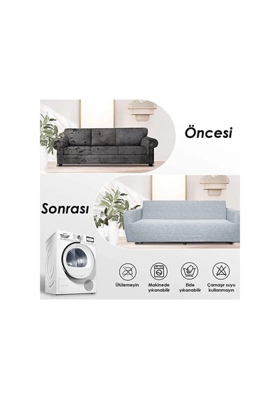 Jakarli 3+3+1+1 Lastikli Koltuk Kılıfı Esnek, Leke Tutmaz, Antrasit - 815954100 Antrasit