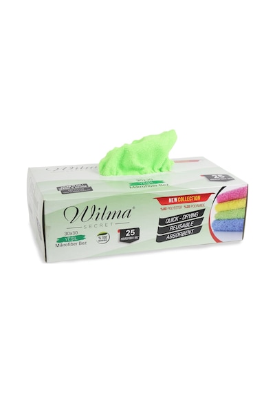 Wilma Secret Mikrofiber Temizlik Bezi Kutulu 100 Adet Mikrofiber Bezler 30x30cm 180gsm - Yeşil Şeffaf
