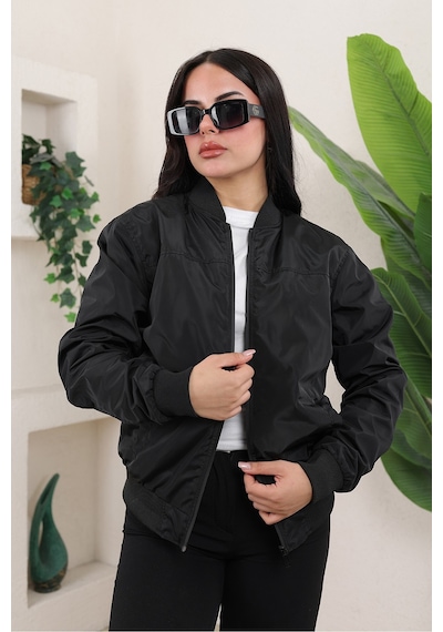 Bomber Kolej Su Geçirmez Ceket Siyah Bndk