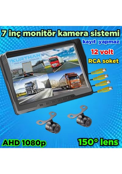 7 İnç Kayıtsız Ekran 2 Adet Ahd 1080p Kamera Seti 12 Volt