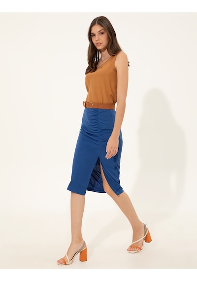 Pierre Cardin Kadın Saks Etek Örme 50246275-vr045 Saks Mavi