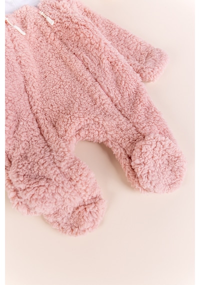 Babymod Kapüşonlu Ayıcık Fiğürlü Welsoft Peluş Kışlık Kız/erkek Bebek Tulum Gülkurusu