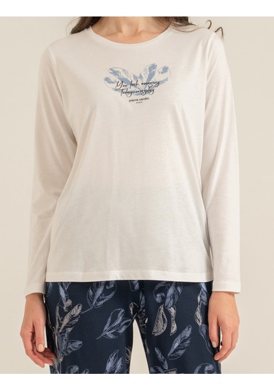 Pierre Cardin 9257 Modal Uzun Kol Kadın Pijama Takımı Krem