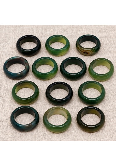 Akik Taşı Kalın Boy Yüzük Koyu Yeşil Alacalı - 9 4mm Kalınlık 63812 - 1 Adet Yüzük Fiyatıdır 6428473