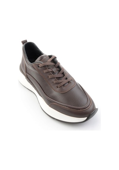 Kahve Hakiki Deri Erkek Sneaker E01958176543 Kahve