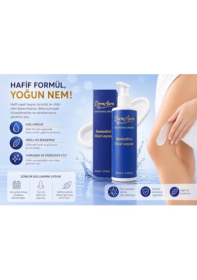 Dermaura Hyalüronik Asit & Shea Butter İçerikli Nemlendirici Vücut Losyonu 200 ML