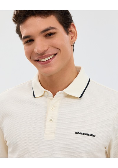 Skechers M Piping Detail Polo Polo Erkek Beyaz Polo Yaka Tshirt S2610078-3855