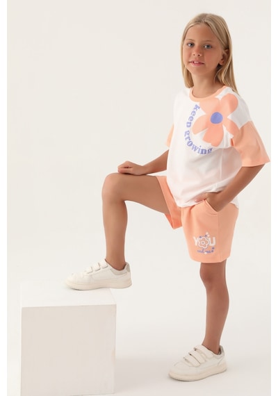 Rolypoly Keep Growing Somon Kız Çocuk Şort Takım 5274-42962 Somon