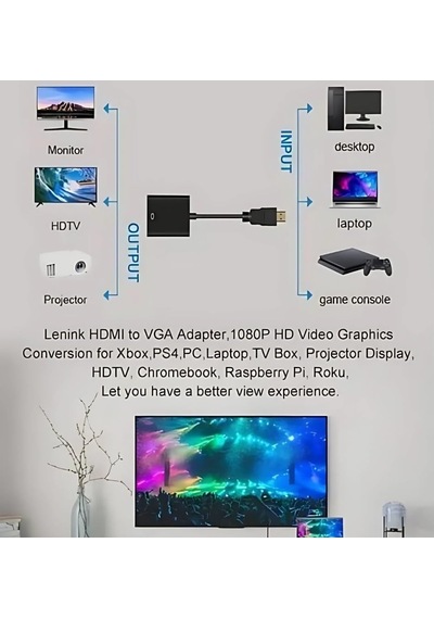 Polotech W8530 Hdmı To Vga Kablo Çevirici Dönüştürücü + Ses Destekli