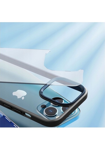 Rock Apple Uyumlu iPhone 14 Pro Max Guard Şeffaf Kılıf Siyah Siyah