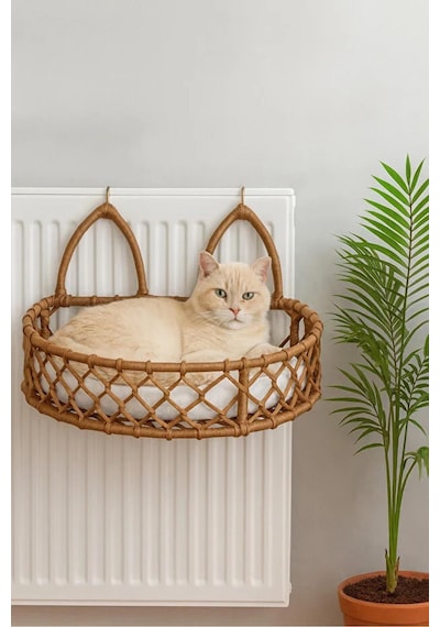 Reyo Tasaryum Kedi Köpek Kalorifer Yatağı, Hamak, Radyatör Kedi Yatağı Kahverengi