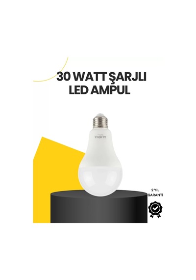 Yüksek Işık Güçlü Şarjlı Led Ampul E27 30w Enerji Tasarruflu Çok Renkli