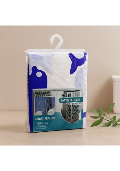 Çift Kanat Polyester Banyo Perdesi 2'li 180x110 Cm 12 Halkalı Renkli