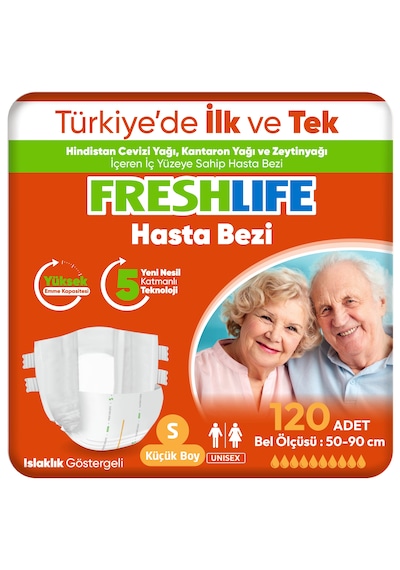 Freshlife 4'lü Small Bel Bantlı Yetişkin Hasta Bezi 30X4 (120 Adet)