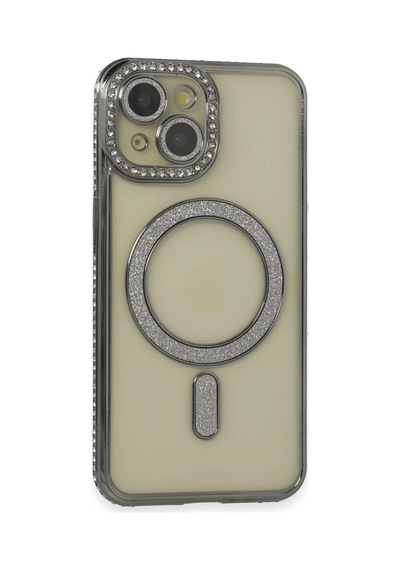 İphone 14 Kılıf Joke Simli Magneticsafe Kılıf - Gri
