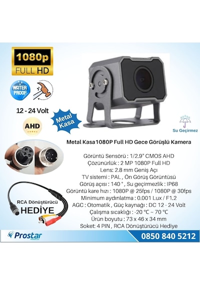 Navistar Ahd 1080p Full Hd 4pin Starlight Gece Görüşlü Geri Görüş Kamerası