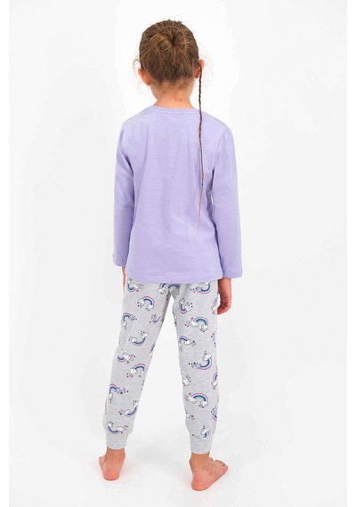 Roly Poly 2455 Kız Çocuk Follow The Rainbow Lila Uzun Kol Pijama Takımı Lila