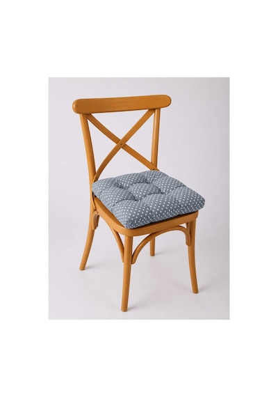 Pofidik Sandalye Minderi Özel Dikişli Bağcıklı 40x40 Cm 1 Adet Gri Puantiyeli Gri Puantiyeli