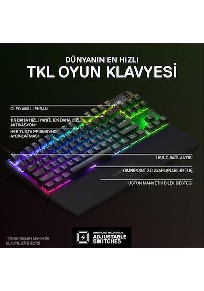 Steelseries Apex Pro Tkl Rgb İngilizce Kablolu Mekanik Oyuncu Klavyesi -