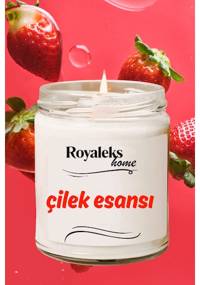 Doğal Özel Seri Kokulu Dekoratif Kavanoz Mum 210 Cc - Çilek Esansı - Ryl Çok Renkli